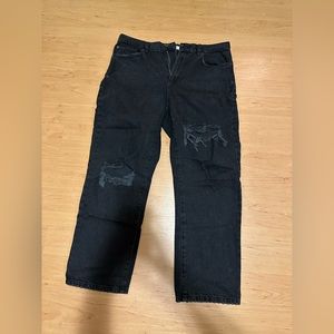 Garage denim “vintage straight” faded black jeans